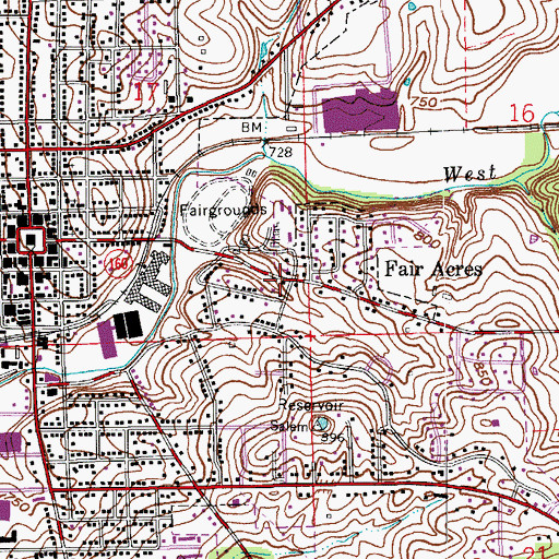Topographic Map of Fair Acres, IN