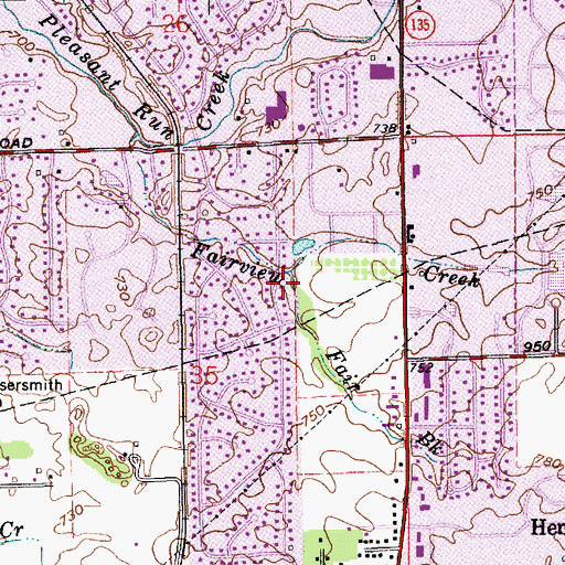 Topographic Map of Fair Brook, IN