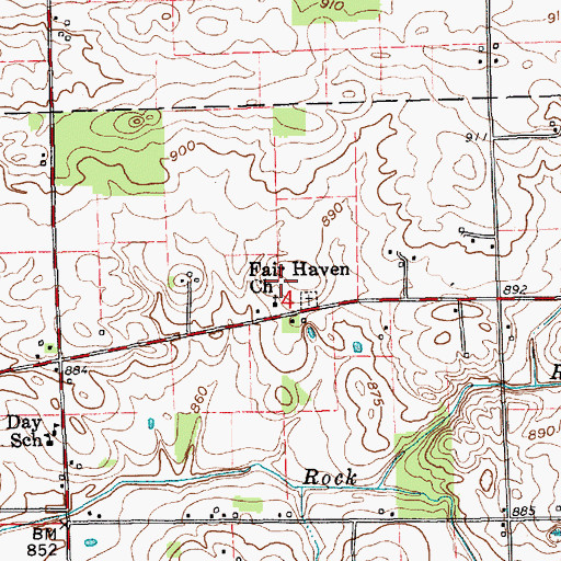 Topographic Map of Fair Haven Church, IN