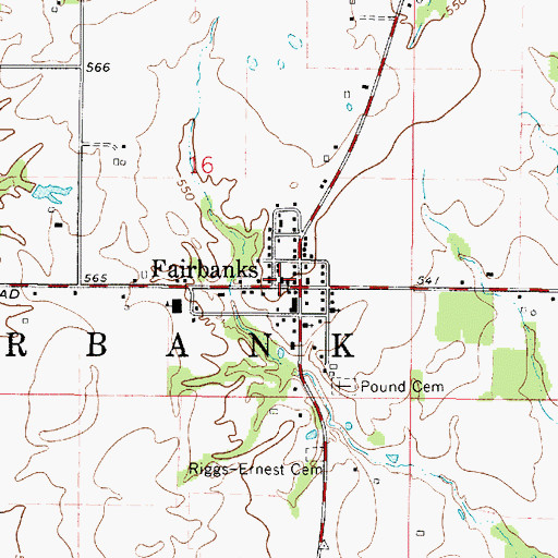 Topographic Map of Fairbanks, IN