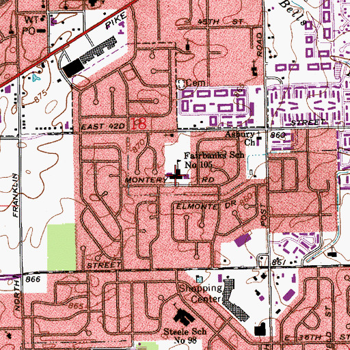 Topographic Map of Charles W Fairbanks Elementary School, IN