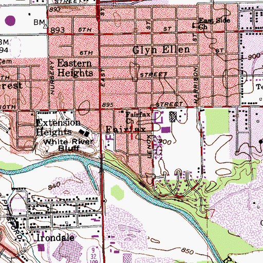 Topographic Map of Fairfax, IN