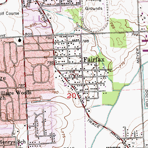 Topographic Map of Fairfax, IN