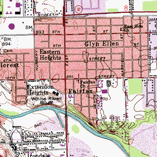 Topographic Map of Fairfax Church, IN