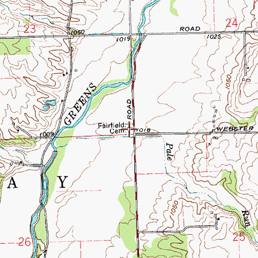 Topographic Map of Fairfield Cemetery, IN