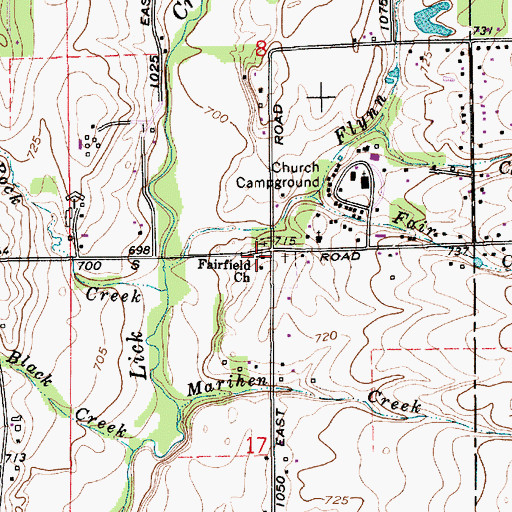 Topographic Map of Fairfield Church, IN