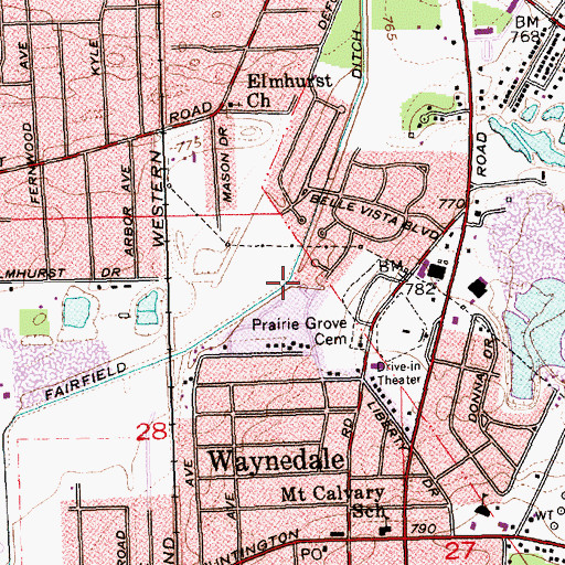 Topographic Map of Fairfield Ditch, IN