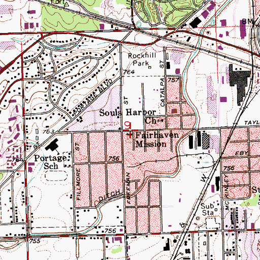 Topographic Map of Fairhaven Mission, IN