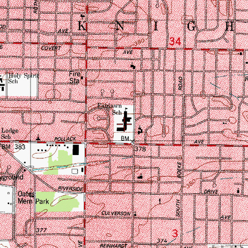Topographic Map of Fairlawn School, IN