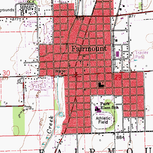 Topographic Map of Fairmount, IN