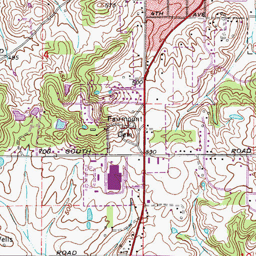 Topographic Map of Fairmount Cemetery, IN