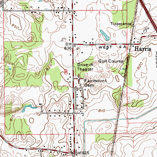 Topographic Map of Fairmount Cemetery, IN