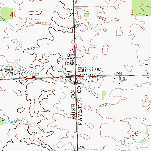Topographic Map of Fairview, IN