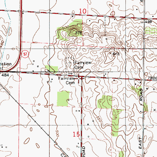 Topographic Map of Fairview Cemetery, IN