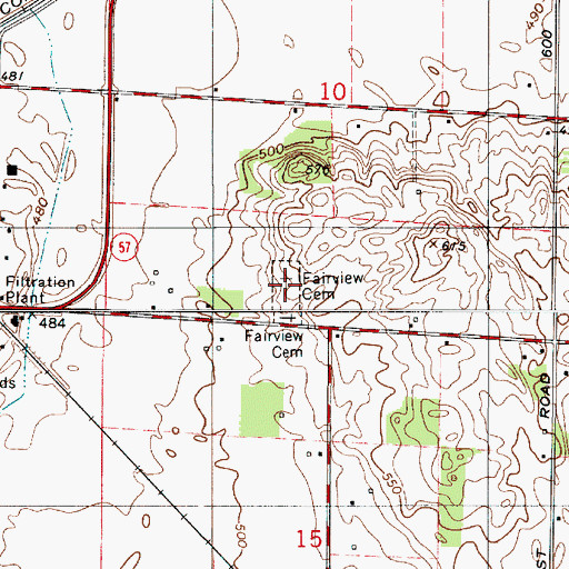 Topographic Map of Fairview Cemetery, IN