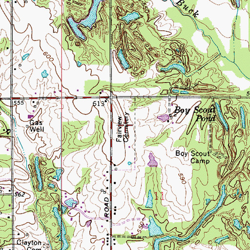Topographic Map of Fairview Cemetery, IN