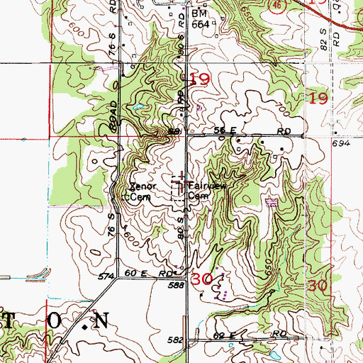 Topographic Map of Fairview Cemetery, IN