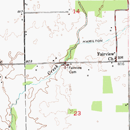 Topographic Map of Fairview Cemetery, IN