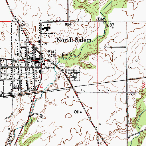 Topographic Map of Fairview Cemetery, IN