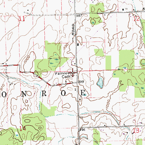 Topographic Map of Fairview Cemetery, IN