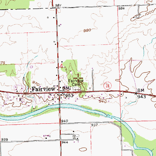 Topographic Map of Fairview Cemetery, IN