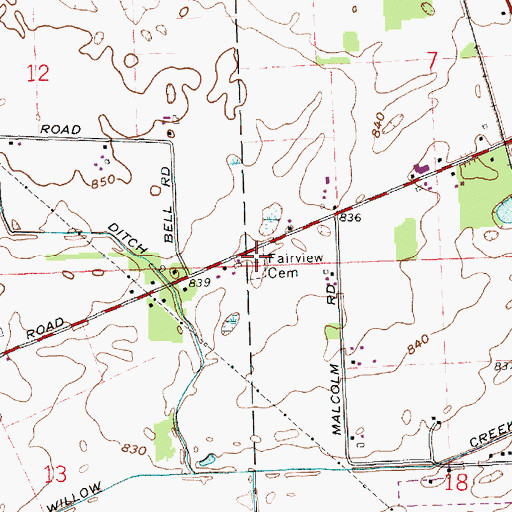 Topographic Map of Fairview Cemetery, IN