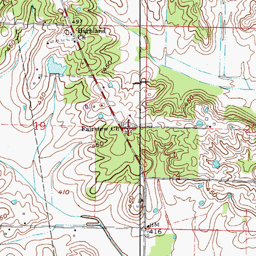Topographic Map of Fairview Church, IN