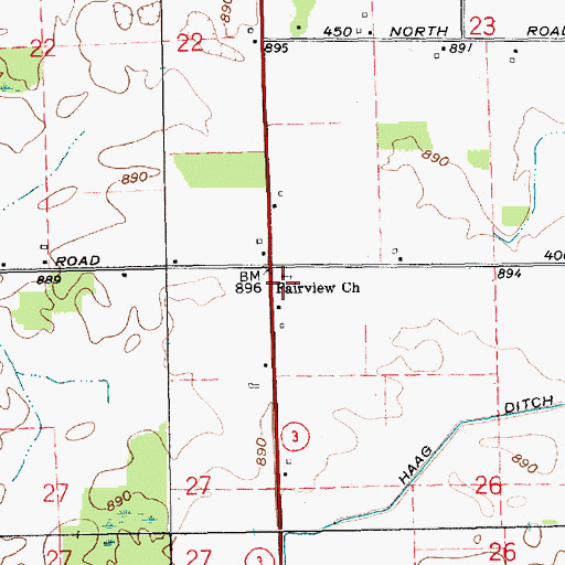 Topographic Map of Fairview Church, IN