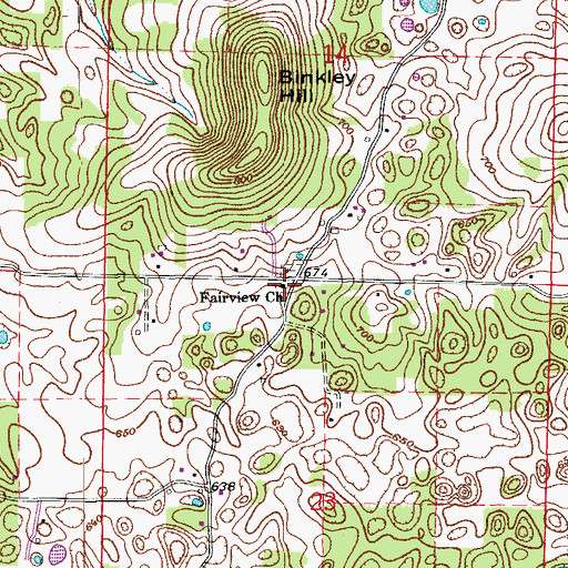 Topographic Map of Fairview Church, IN