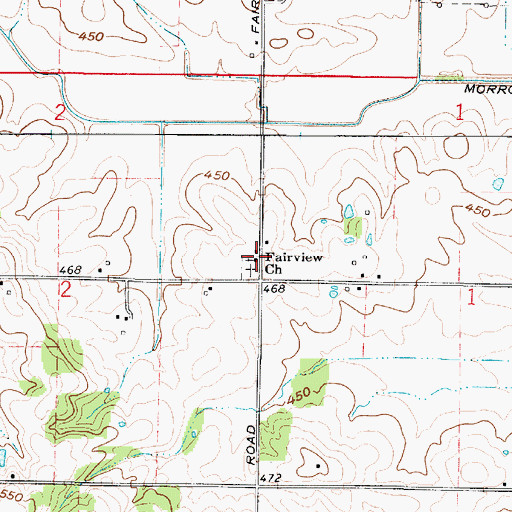 Topographic Map of Fairview Church, IN