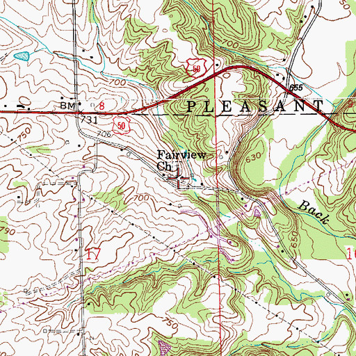 Topographic Map of Fairview Church, IN