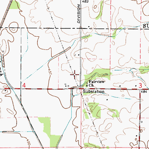 Topographic Map of Fairview Church, IN