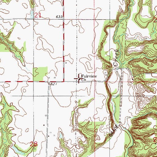 Topographic Map of Fairview Church, IN