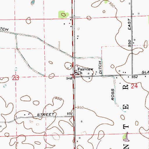 Topographic Map of Fairview Church, IN