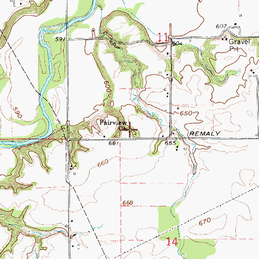 Topographic Map of Fairview Church, IN
