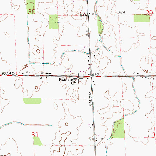 Topographic Map of Fairview Church, IN