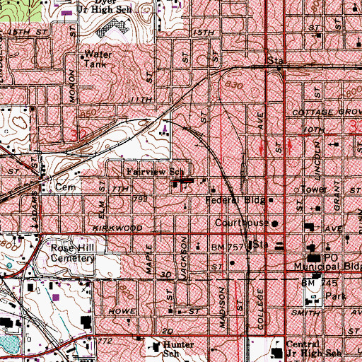 Topographic Map of Fairview Elementary School, IN