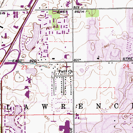 Topographic Map of Faith Presbyterian Church, IN