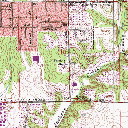 Topographic Map of Faith Church, IN