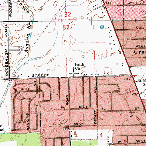 Topographic Map of Faith United Methodist Church, IN