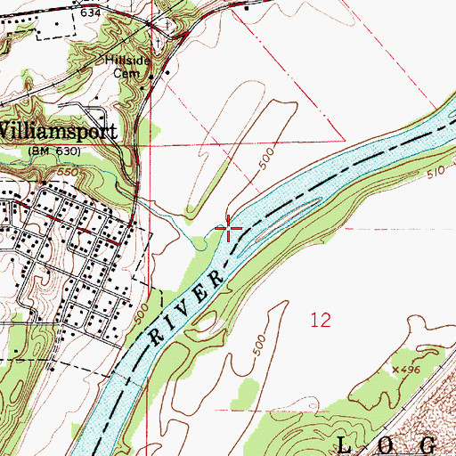 Topographic Map of Fall Branch, IN