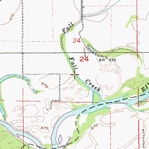 Topographic Map of Fall Creek, IN