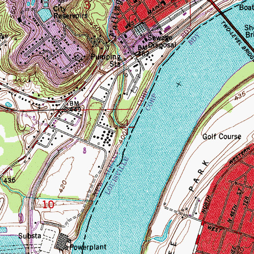 Topographic Map of Fall Run, IN
