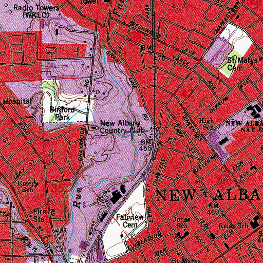 Topographic Map of Falling Run, IN