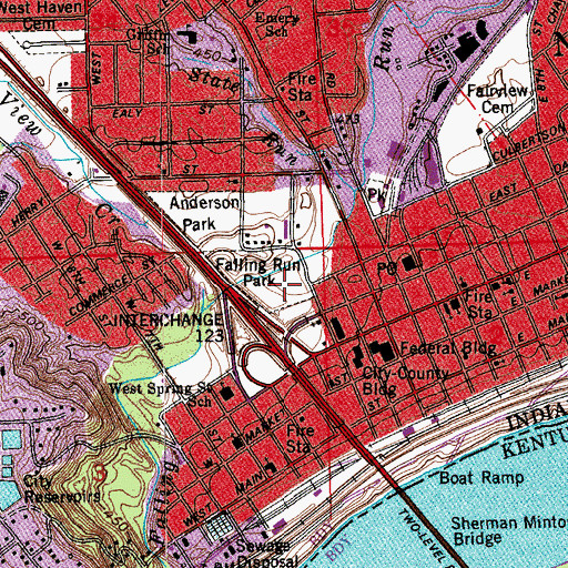 Topographic Map of Falling Run Park, IN