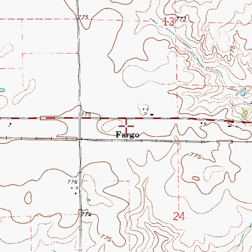 Topographic Map of Fargo, IN