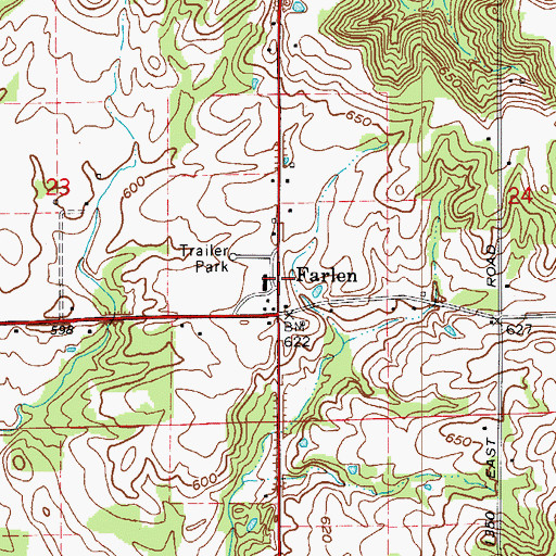 Topographic Map of Farlen, IN