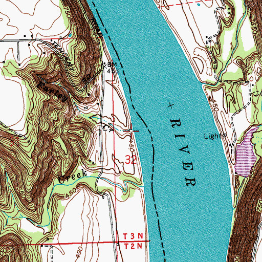 Topographic Map of Farley Creek, IN