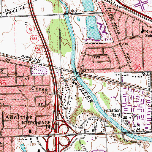 Topographic Map of Farley Creek, IN