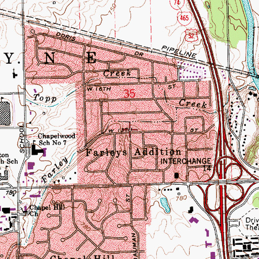 Topographic Map of Farleys Addition, IN